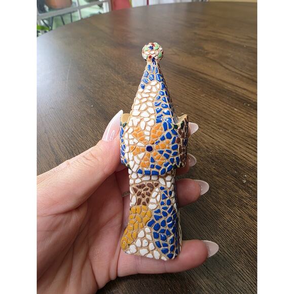 Vintage Spain Spanish Toro Barcino Mosaic Tower Figurine Building Church - Picture 1 of 16